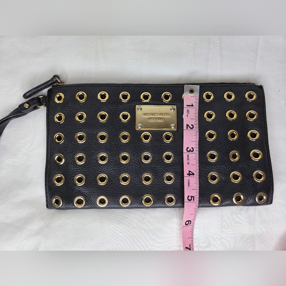 MICHAEL Michael Kors Black Wristlet Clutch with Gold Eyelet Hardware - Picture 10 of 11
